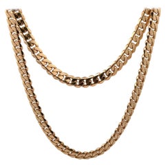 Vintage 14k Rosy Yellow Gold 20" Curb Cuban Link Chain Necklace w/ Push Clasp