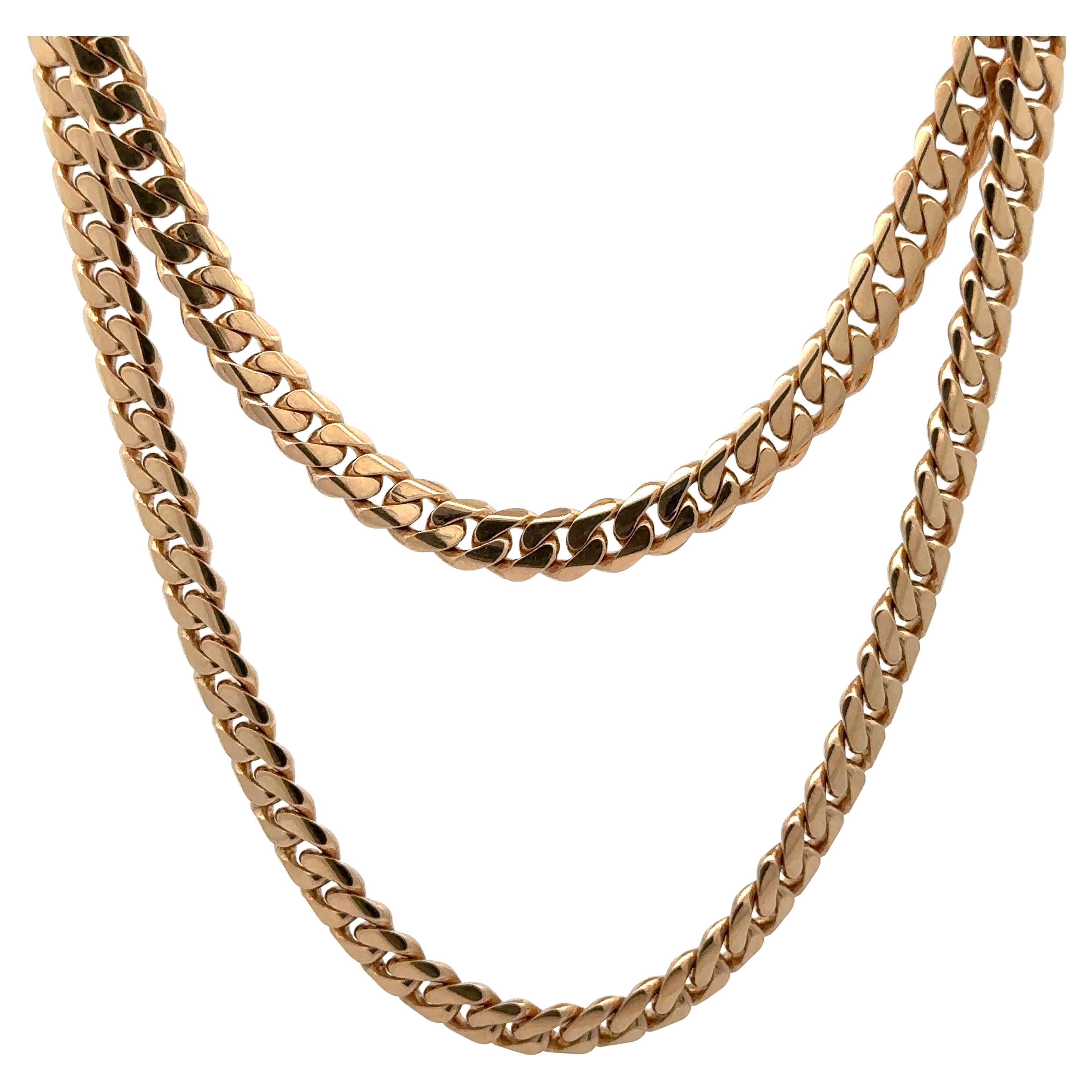 Vintage 14k Rosy Gelbgold 20" geschwungene kubanische Gliederkette Halskette mit Druckverschluss