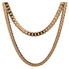 Vintage 14k Rosy Gelbgold 20" geschwungene kubanische Gliederkette Halskette mit Druckverschluss