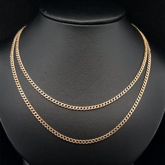 Vintage 14k Rosy Yellow Gold 26" Long Classic Curb Cuban Link Chain Necklace