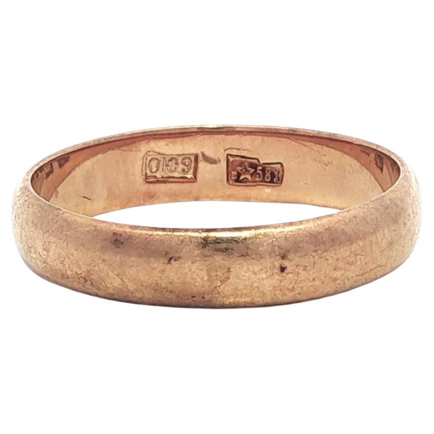 Anello vintage in oro giallo rosato da 4,2 mm Classic Domed Stackable Plain Band