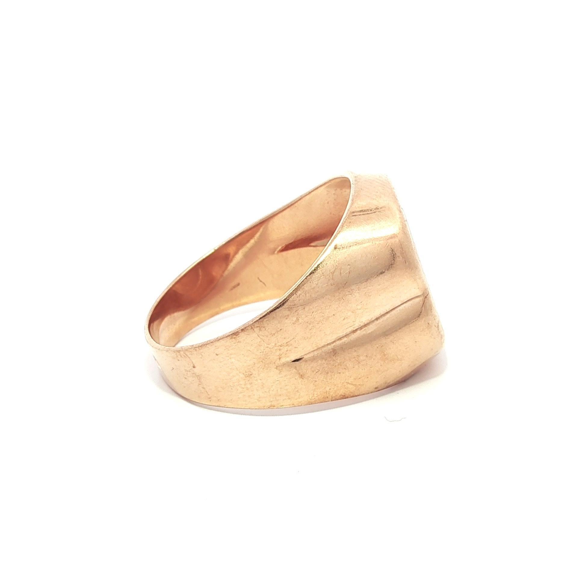 da uomo o donna Anello Signet Band d'epoca in oro giallo rosato 14k di forma unica in vendita