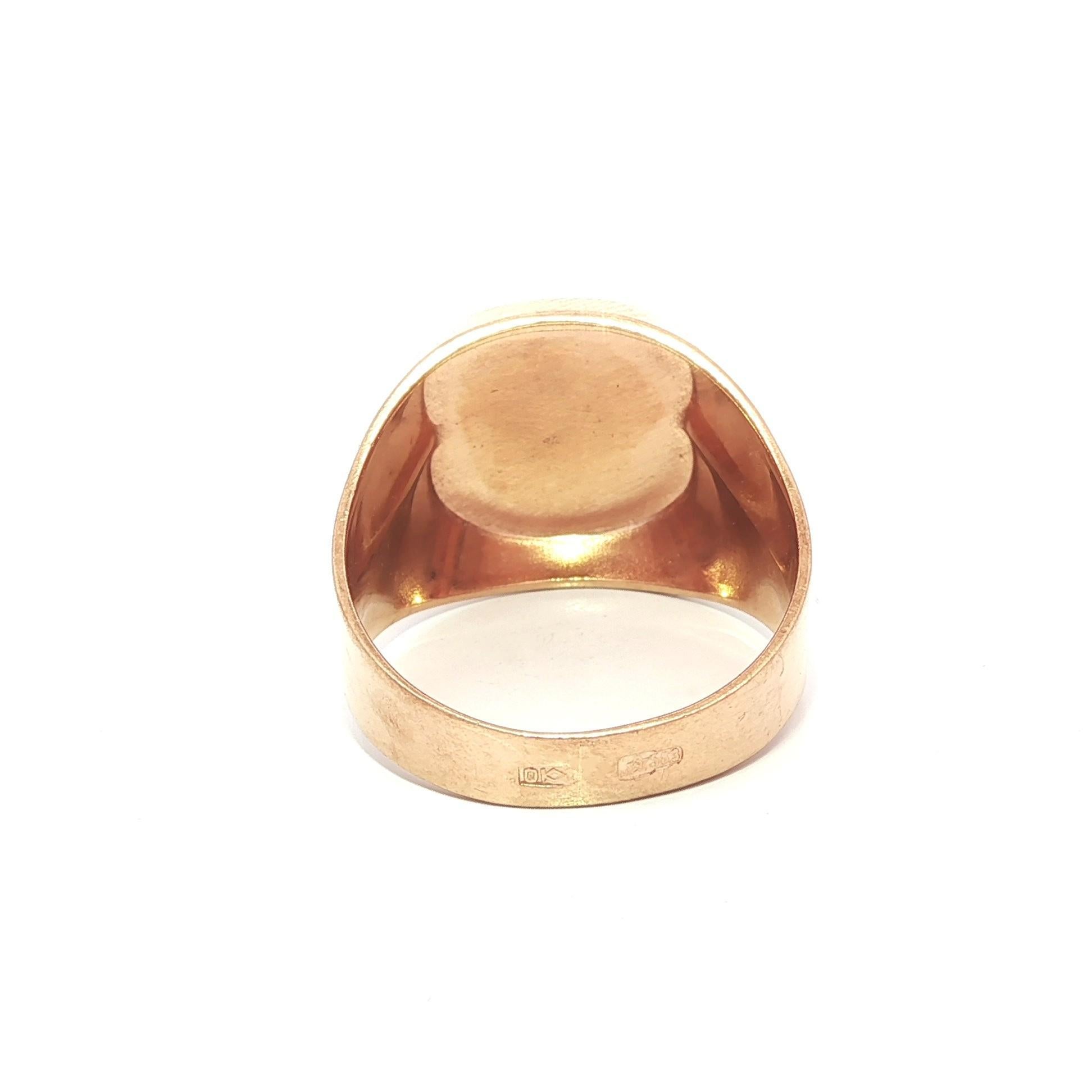 Anello Signet Band d'epoca in oro giallo rosato 14k di forma unica in vendita 1