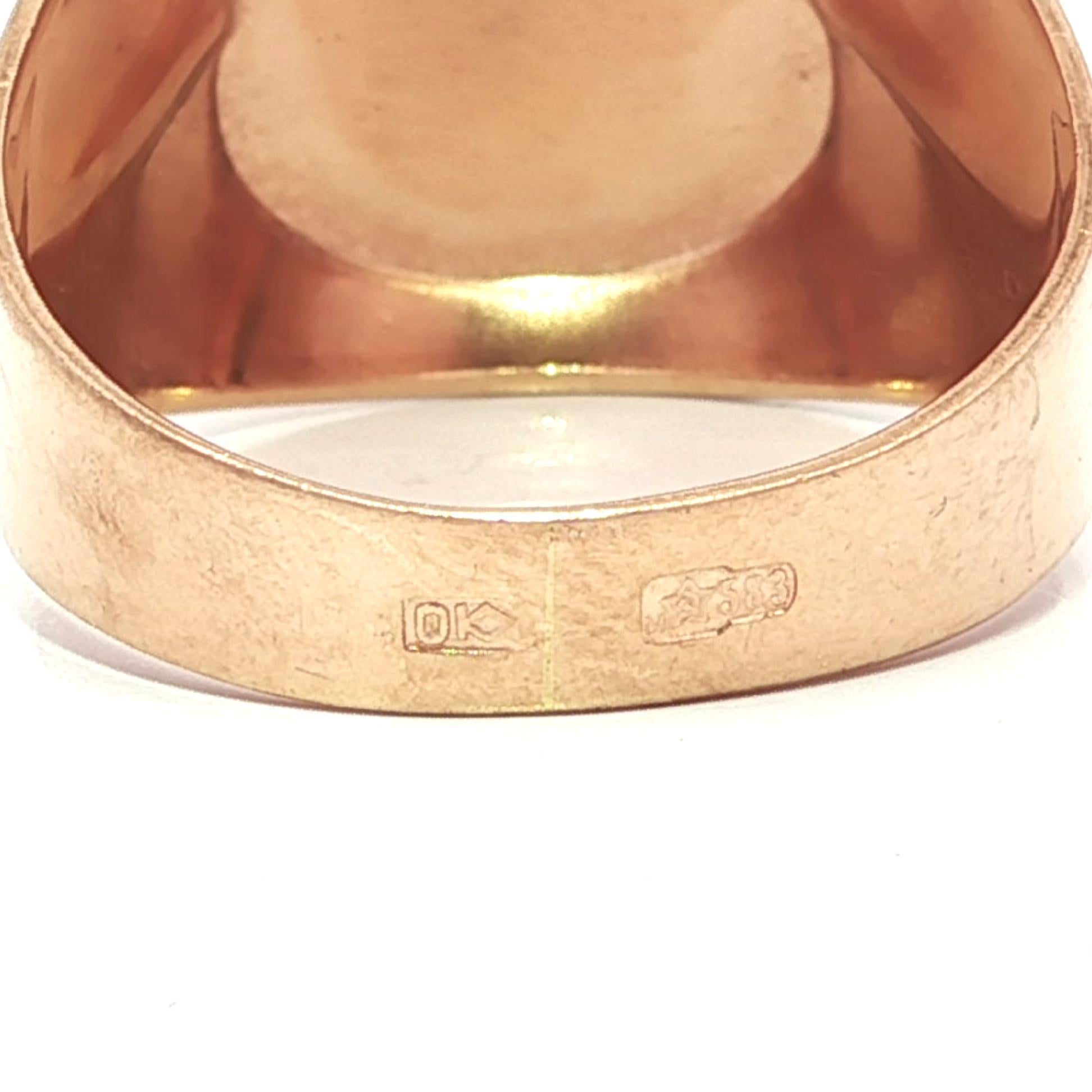 Anello Signet Band d'epoca in oro giallo rosato 14k di forma unica in vendita 4