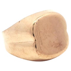 Anello Signet Band d'epoca in oro giallo rosato 14k di forma unica