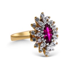 Vintage 14 Karat Rubi and Diamond Ladies Ring