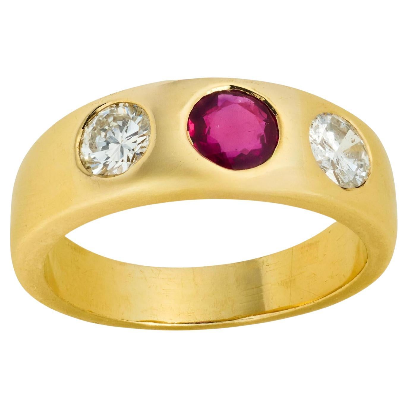 Vintage 14k Rubin 
Diamant Flush Mount Ring