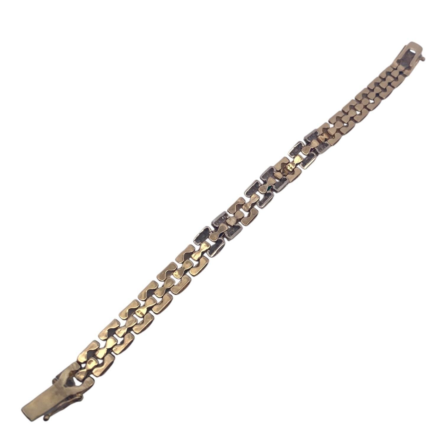 Taglio brillante Bracciale vintage 14K con diamanti e smeraldo e zaffiro in vendita