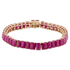 Vintage 14K Ruby Link Bracelet, 26.00ctw - Red Gemstone, Elegant Jewelry