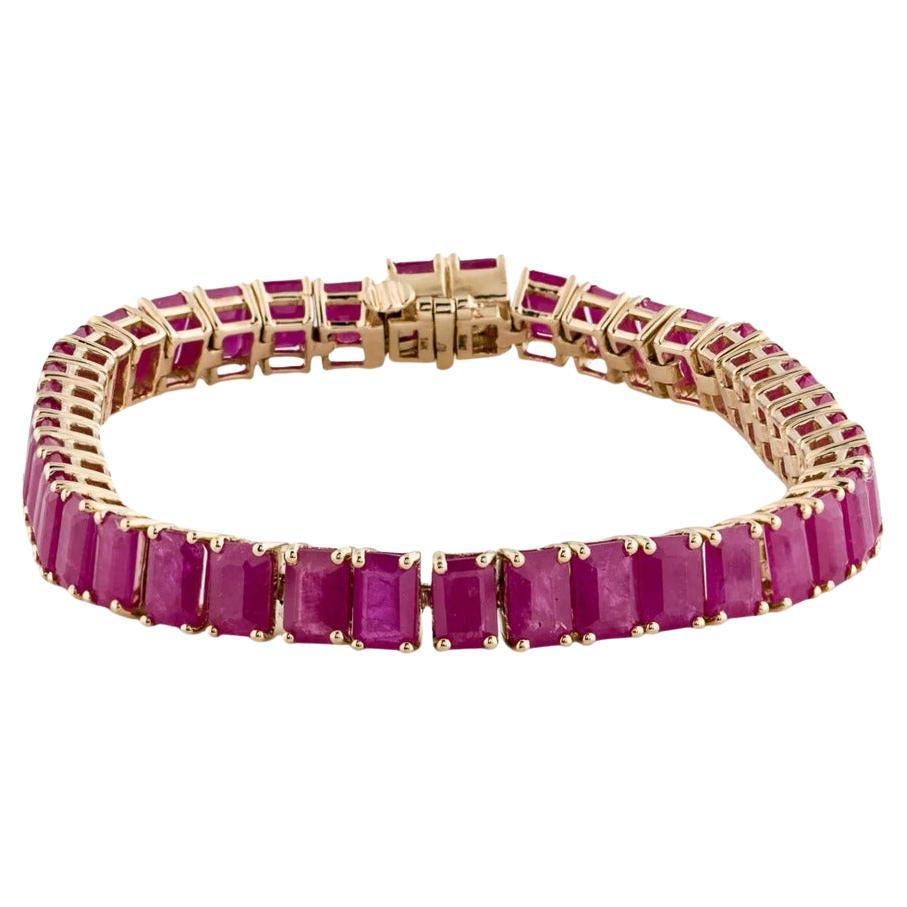 Vintage 14K Ruby Link Bracelet - 30.20ctw Red Gemstone - Statement Jewelry For Sale
