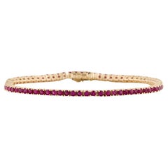 Vintage 14K Ruby Link Bracelet - Red Gemstone, Period Jewelry, Luxury Piece