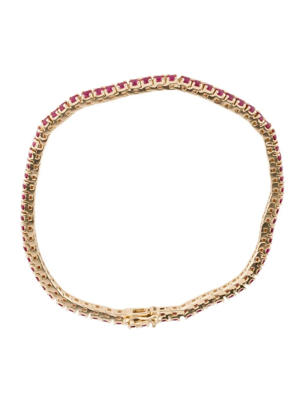 Vintage 14K Ruby Link Bracelet - Red Gemstone, Timeless Elegance, Luxury Piece In New Condition In Holtsville, NY