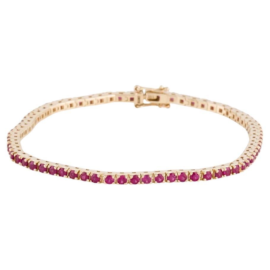 Vintage 14K Ruby Link Bracelet - Red Gemstone, Timeless Elegance, Luxury Piece For Sale
