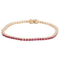 14K Ruby and Diamond Link Bracelet - Exquisite Gemstone Elegance ...