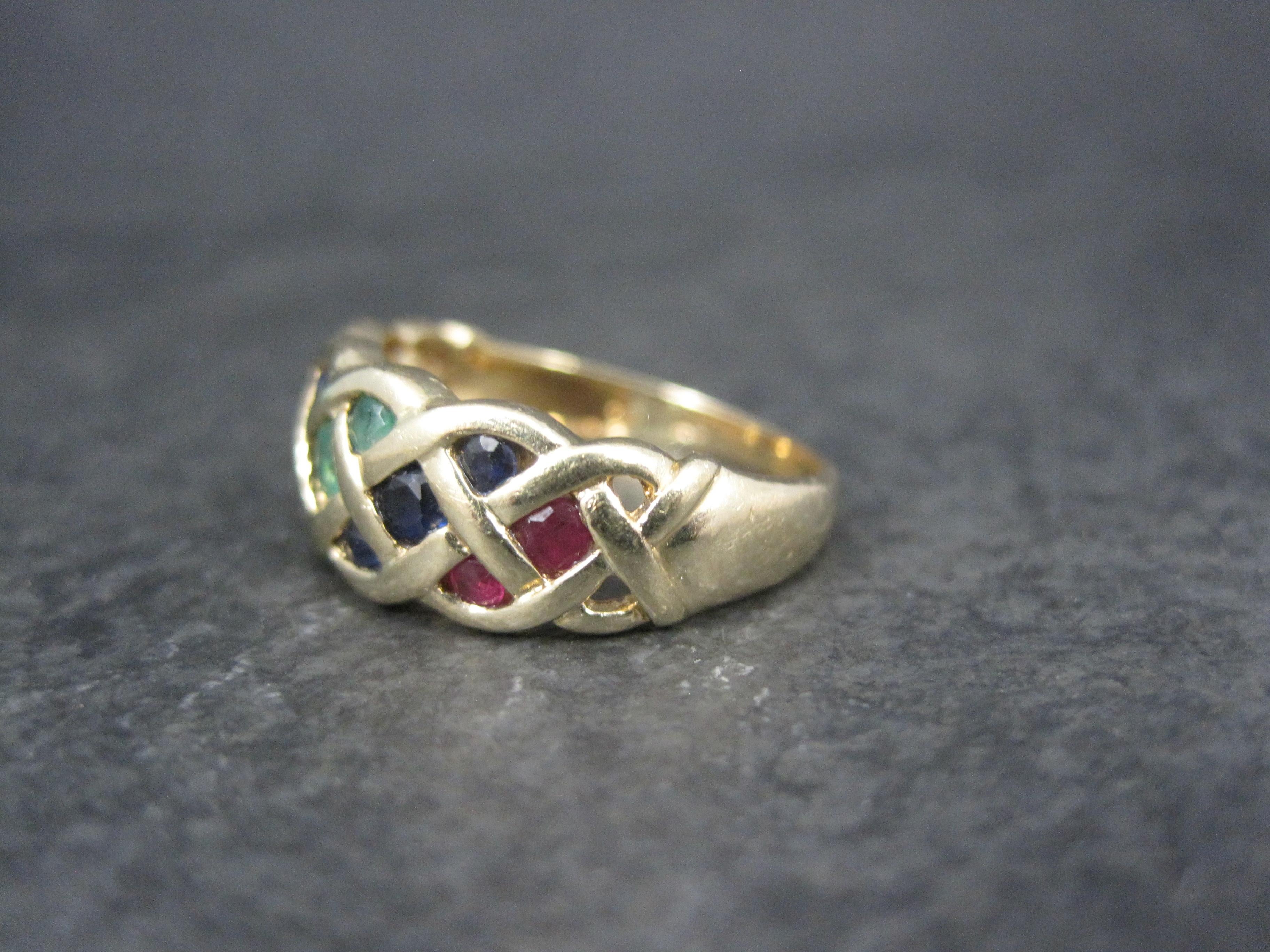 Vintage 14k Ruby Sapphire Emerald Ring In Good Condition For Sale In Webster, SD