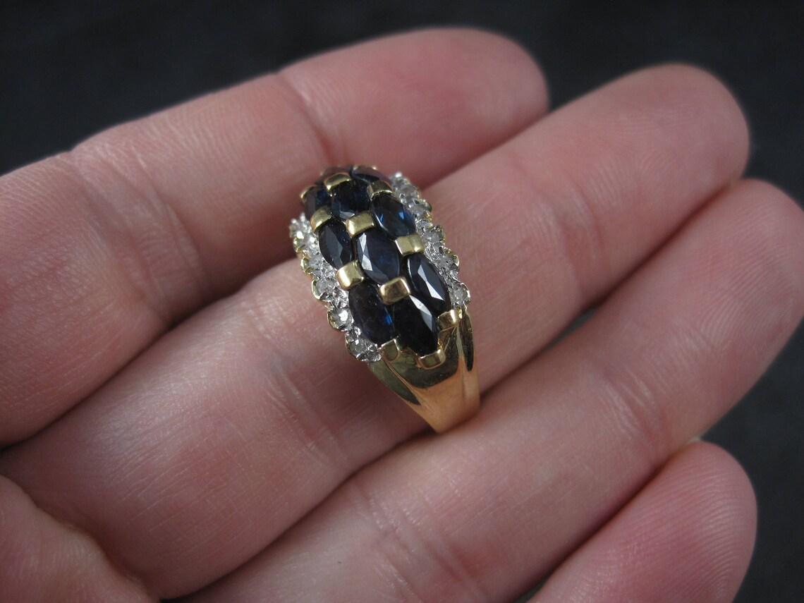 Art Deco Vintage 14k Sapphire and Diamond Ring For Sale
