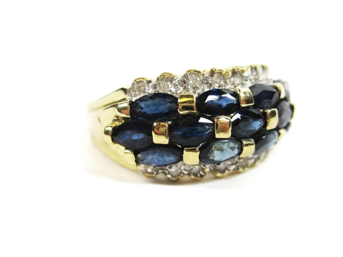 Vintage 14k Sapphire and Diamond Ring For Sale 3