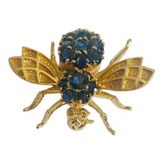 Vintage 14K Sapphire Bee Pin Pendant