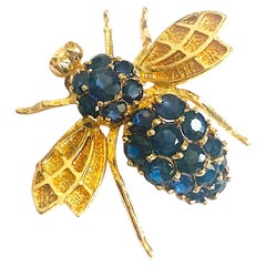 Vintage 14K Sapphire Bee Pin Pendant