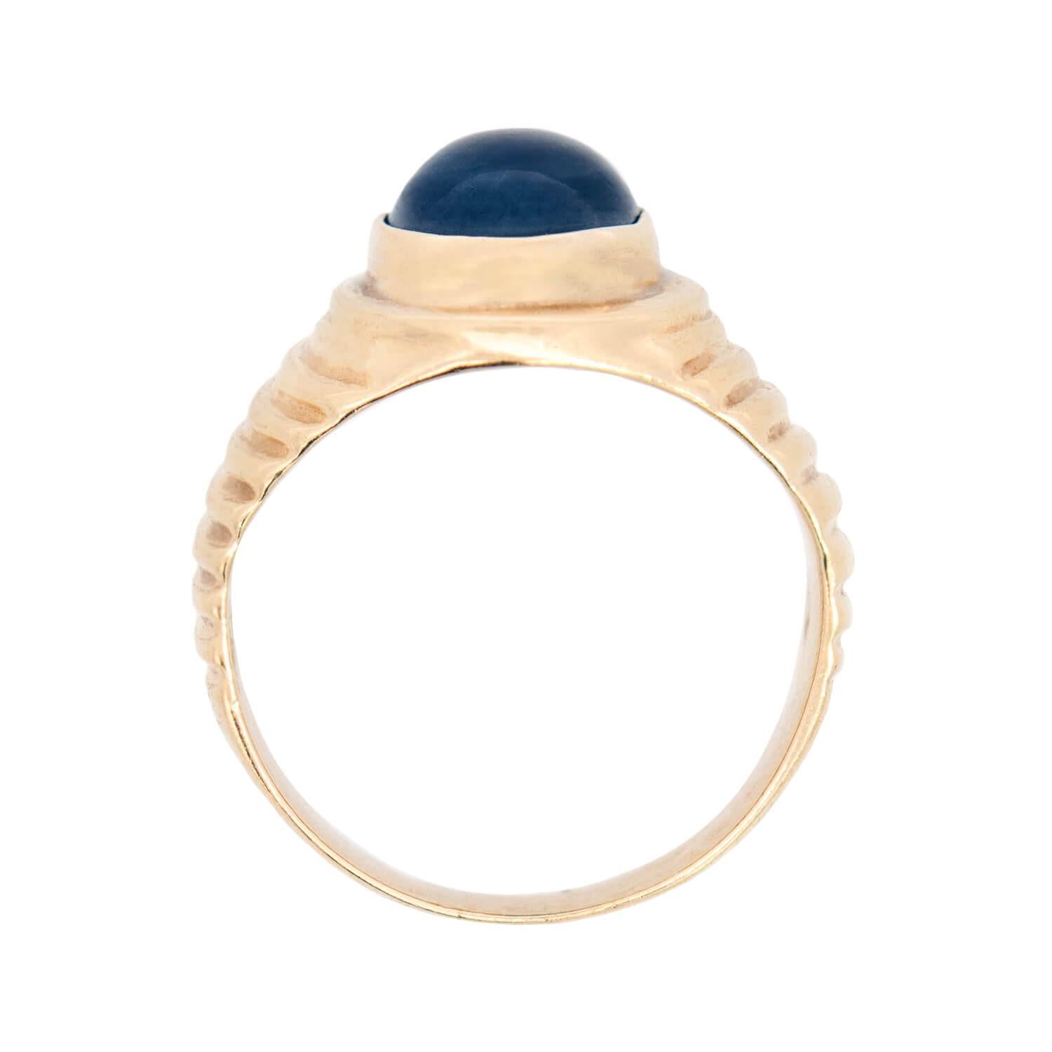 Bague Cabachon saphir vintage 14k Unisexe en vente