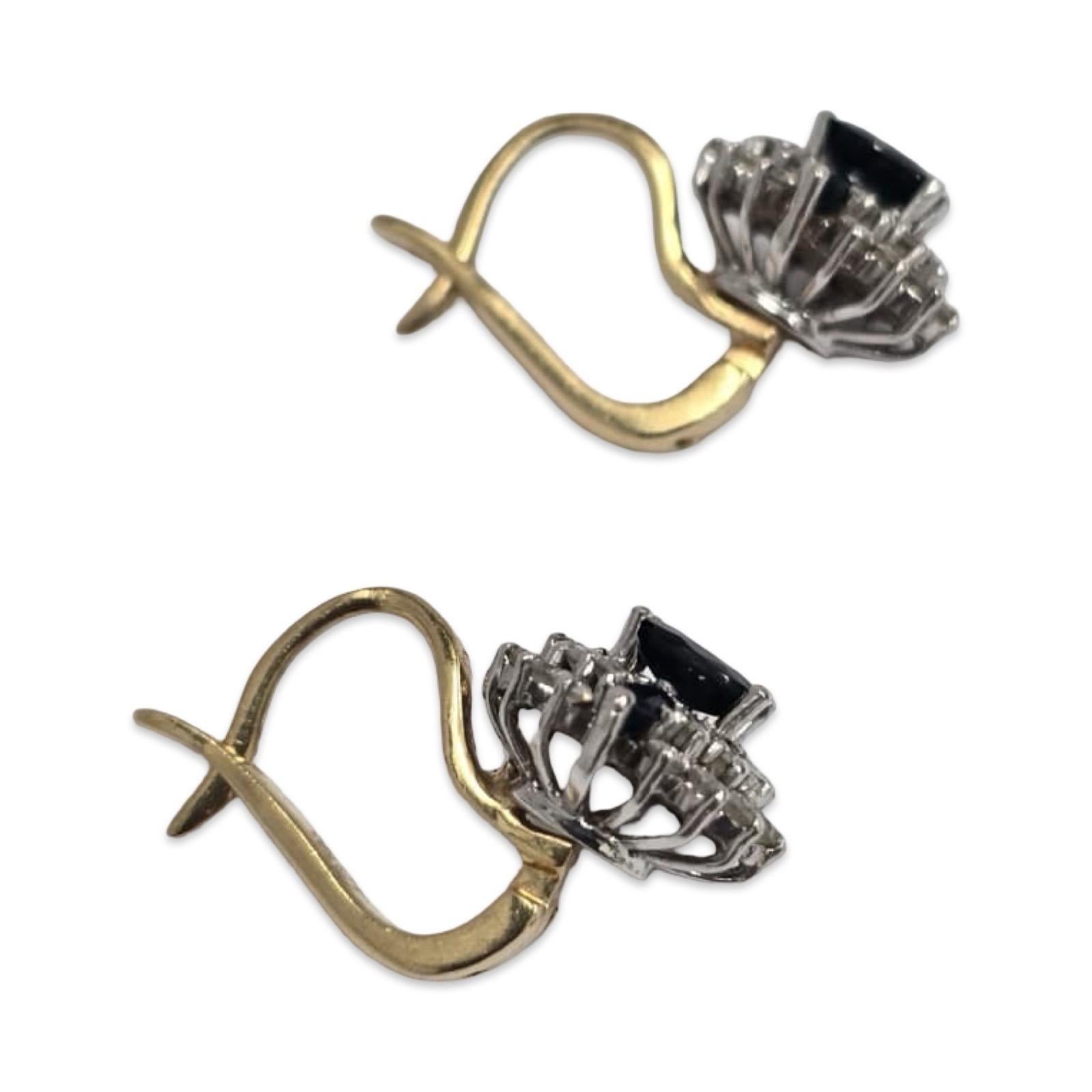 Vintage 14K Saphir & Diamant-Cluster-Ohrringe 1,52ctw - Classic Glamour Damen im Angebot