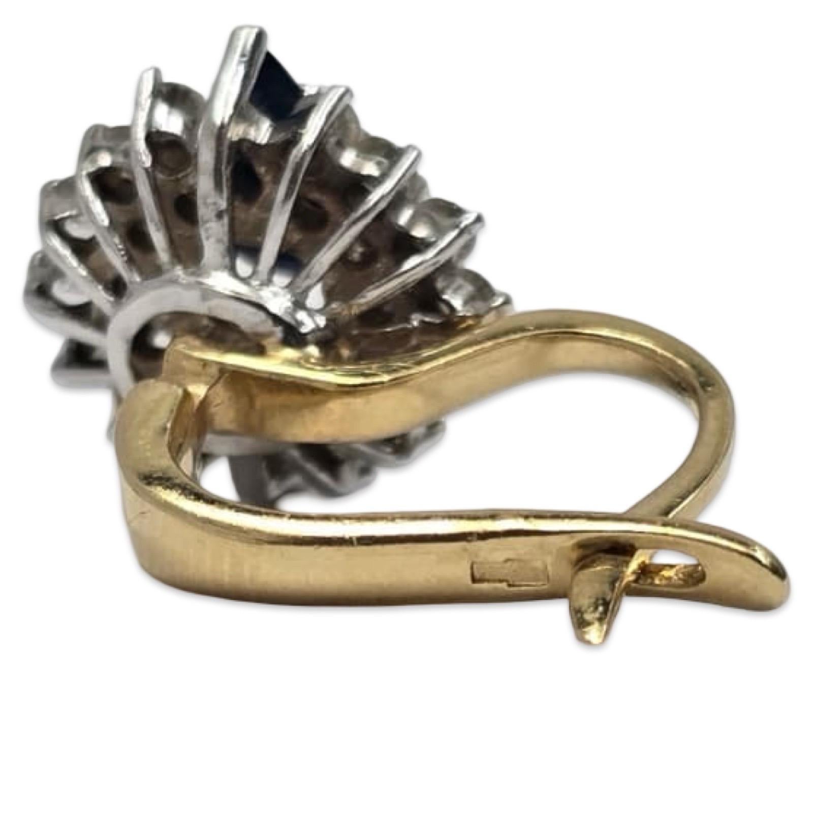 Vintage 14K Saphir & Diamant-Cluster-Ohrringe 1,52ctw - Classic Glamour im Angebot 3