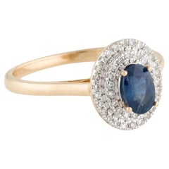 Vintage 14K Sapphire Diamond Cocktail Ring Size 6.5 - Stunning Statement Jewelry