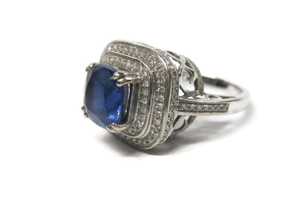 Vintage 14K Sapphire Diamond Engagement Ring In Excellent Condition For Sale In Webster, SD