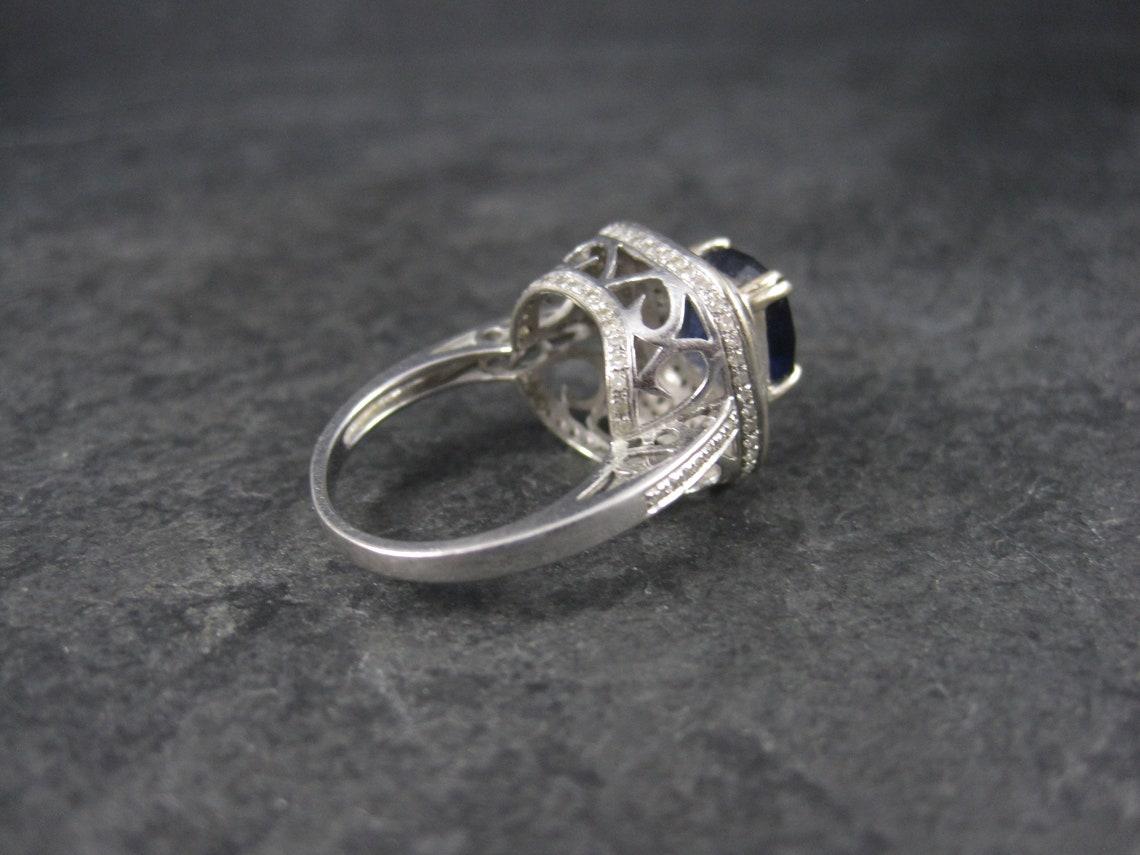 Women's or Men's Vintage 14K Sapphire Diamond Engagement Ring For Sale