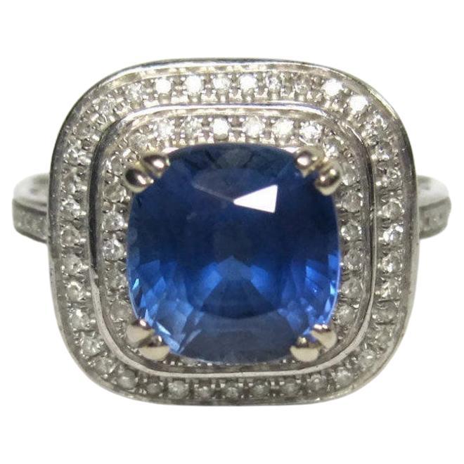 Vintage 14K Sapphire Diamond Engagement Ring For Sale