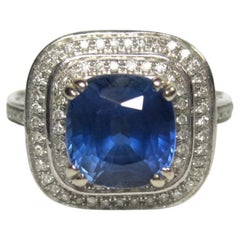 Vintage 14K Sapphire Diamond Engagement Ring