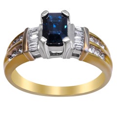 Vintage 14 Karat Sapphire and Diamond Ladies Ring