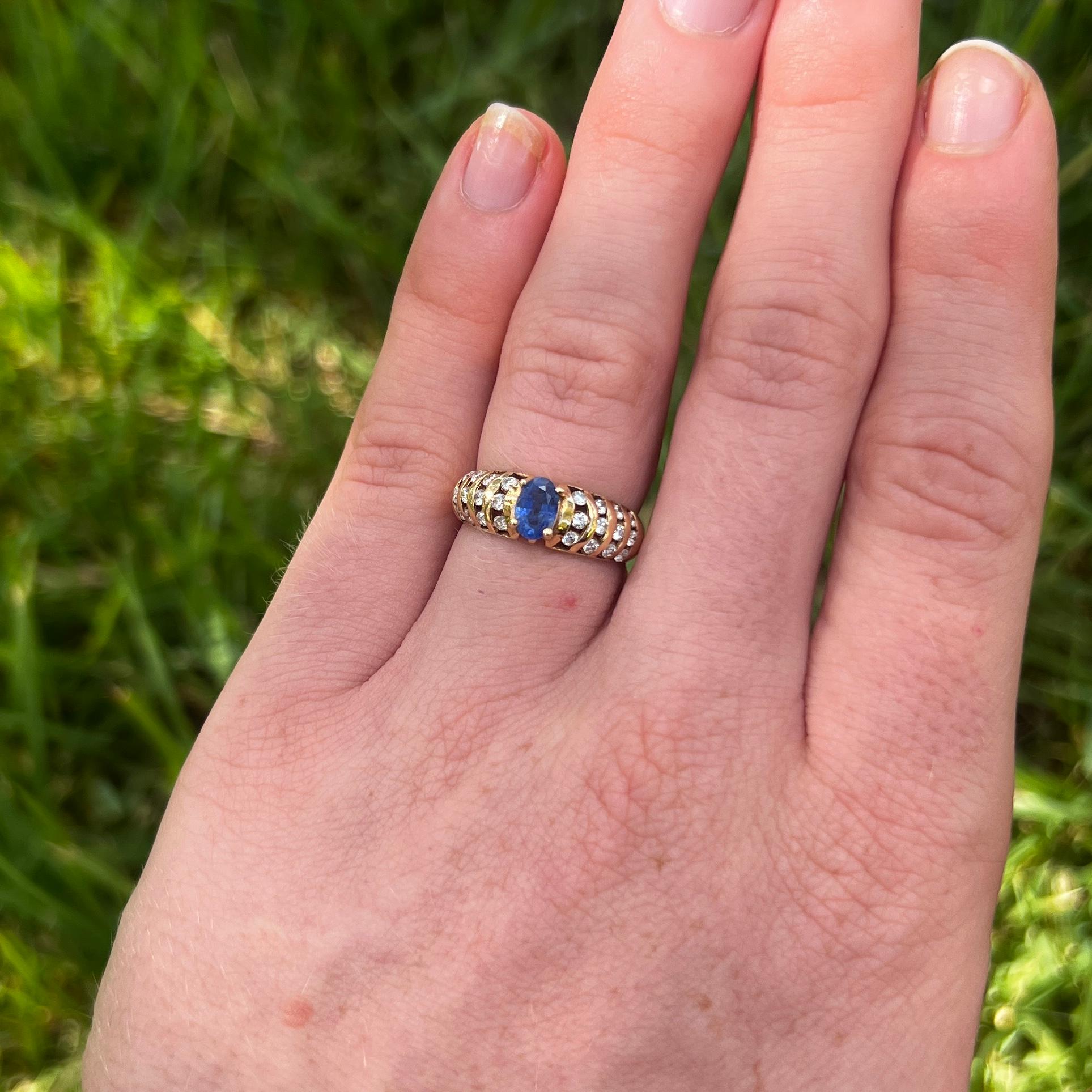 Women's Vintage 14k Sapphire Diamond Ring For Sale