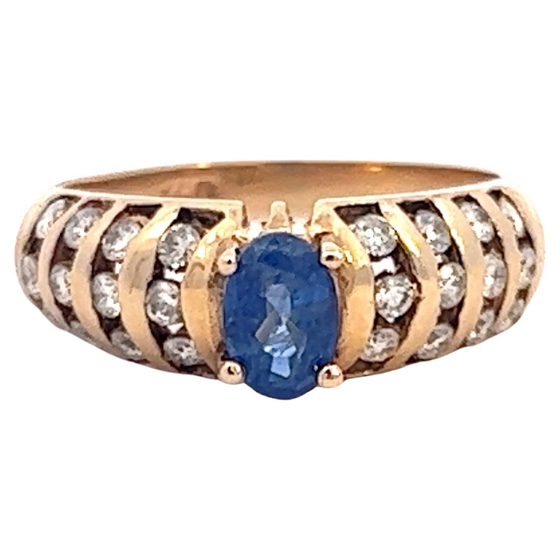 Vintage 14k Sapphire Diamond Ring For Sale
