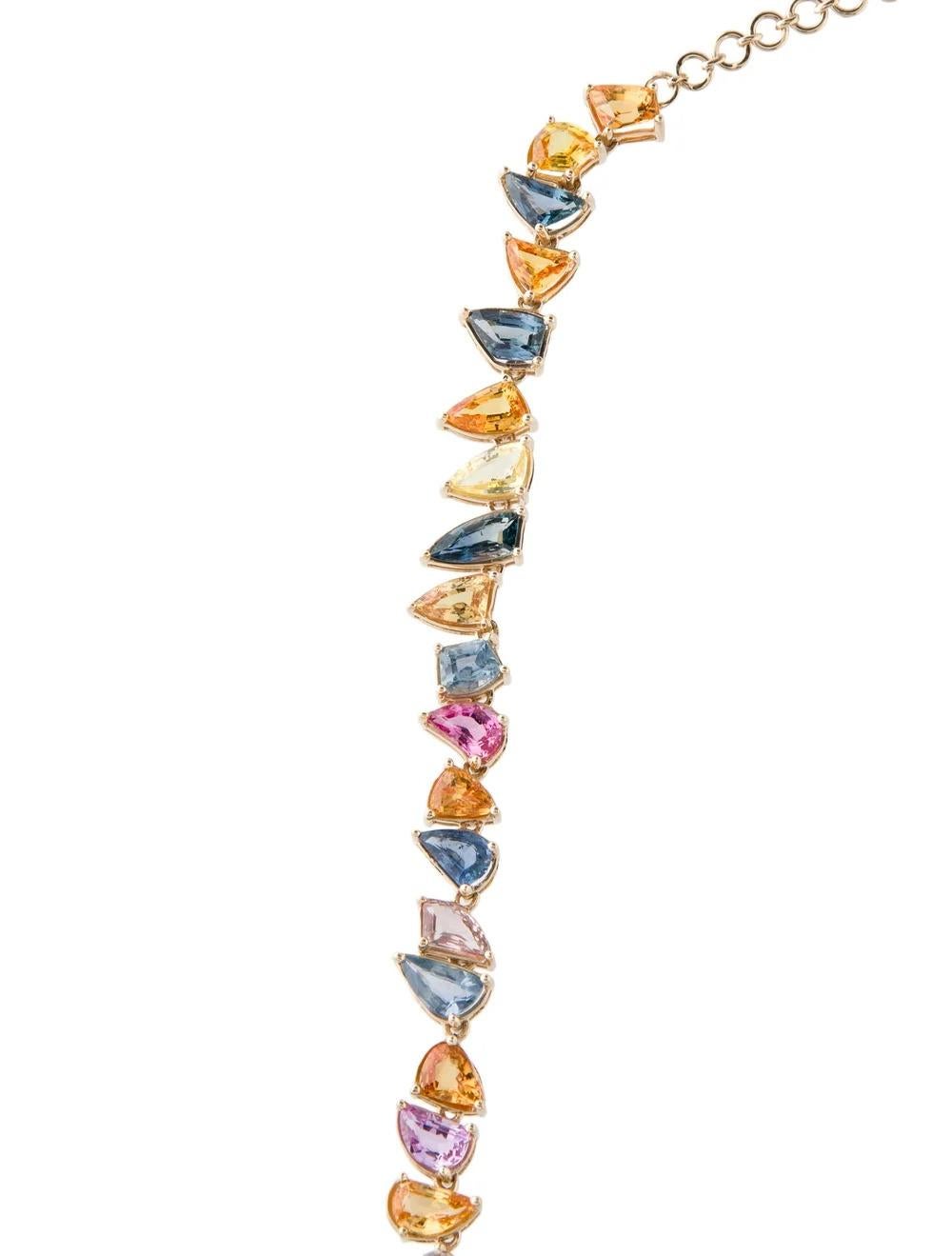 Vintage 14K Saphir Halskette - Elegant Edelstein Akzent, Timeless Design (Gemischter Schliff) im Angebot