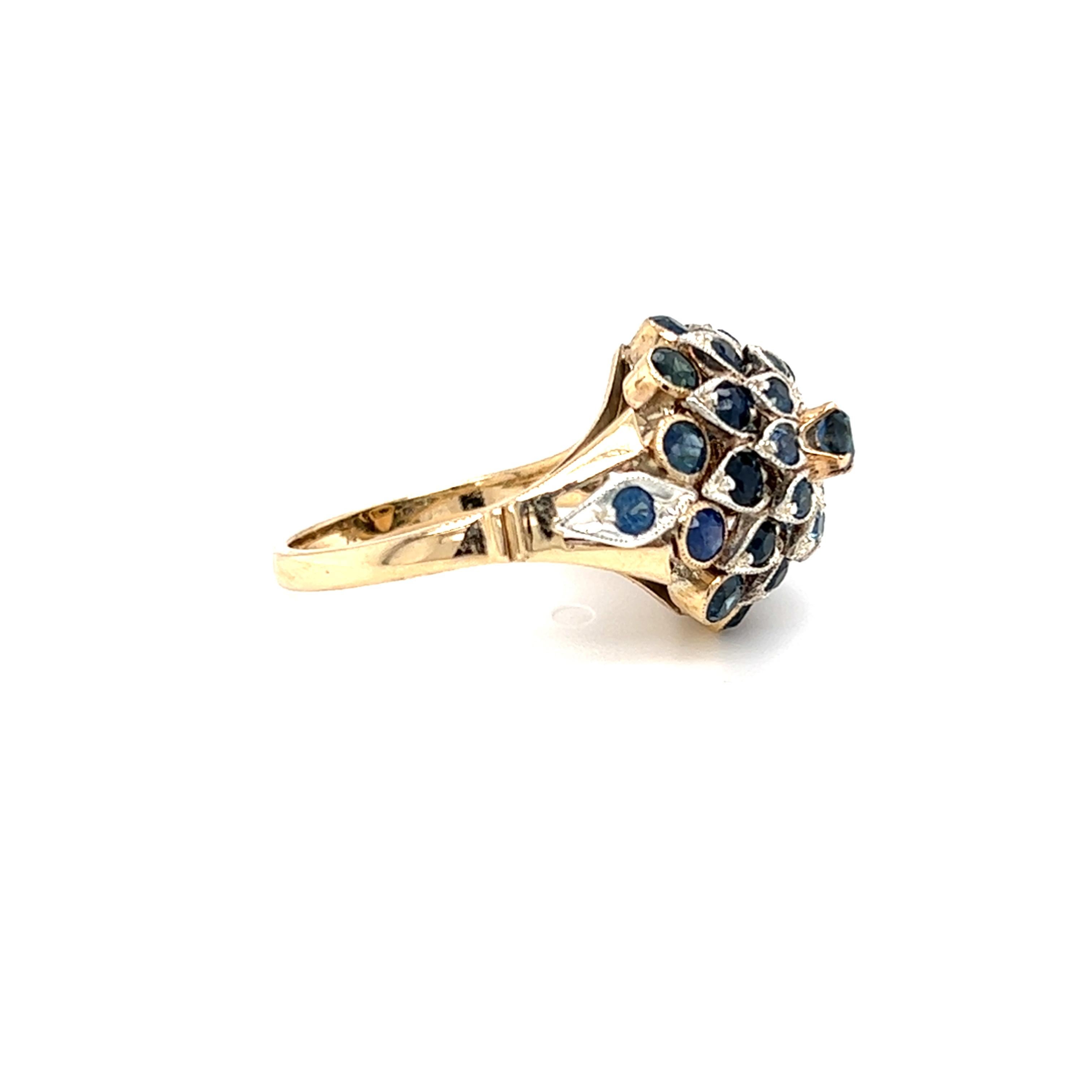 Thailändischer Prinzessinnenring, Vintage, 14 Karat Saphir, 1940er Jahre (Rundschliff)