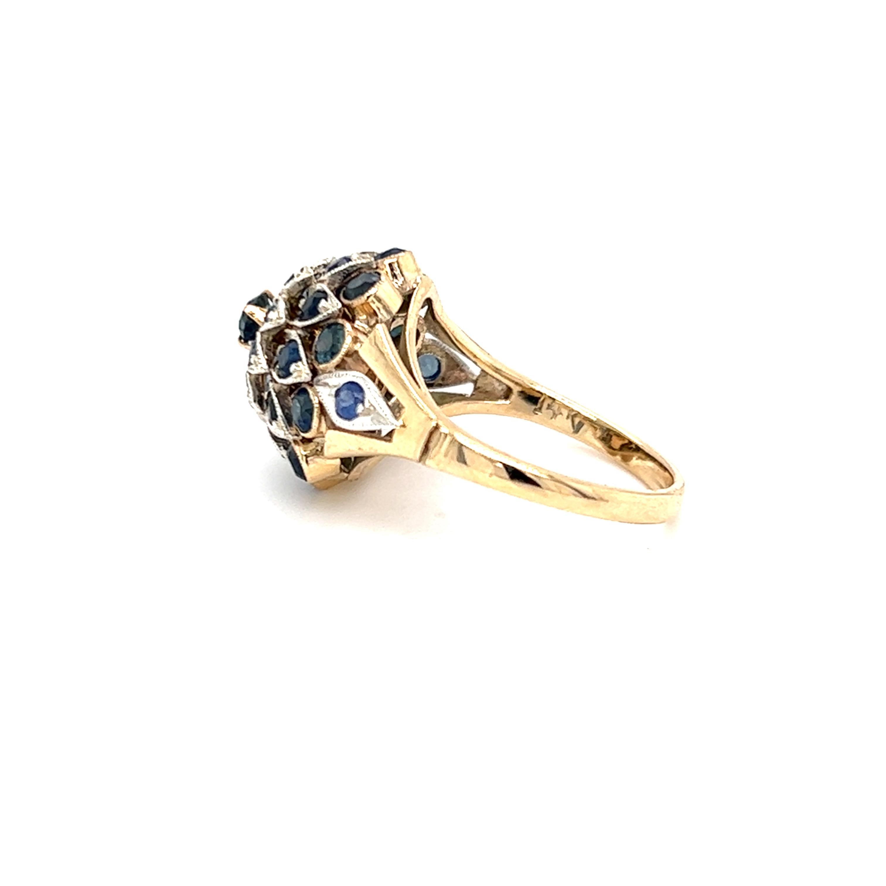 Thailändischer Prinzessinnenring, Vintage, 14 Karat Saphir, 1940er Jahre für Damen oder Herren