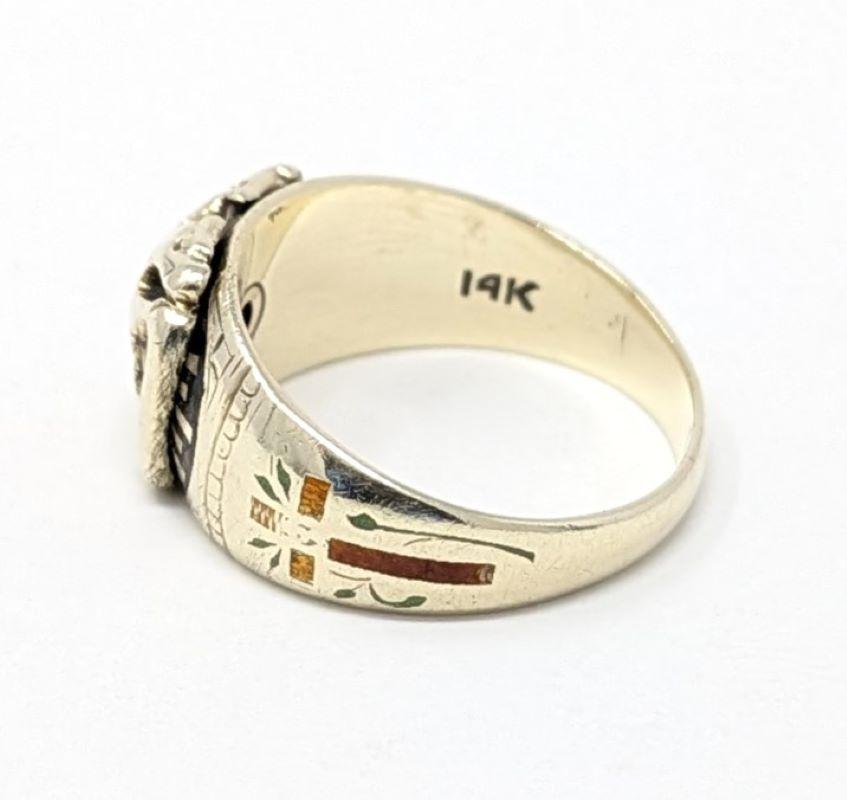 Vintage 14k Scottish Rite Pinky Ring Solid Yellow Gold 32nd Degree Us Size 3.25 In Good Condition For Sale In Greer, SC