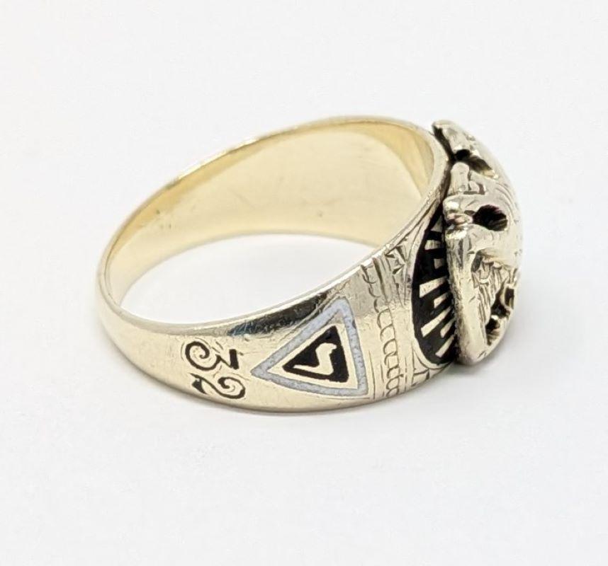 Vintage 14k Scottish Rite Pinky Ring Solid Yellow Gold 32nd Degree Us Size 3.25 For Sale 1