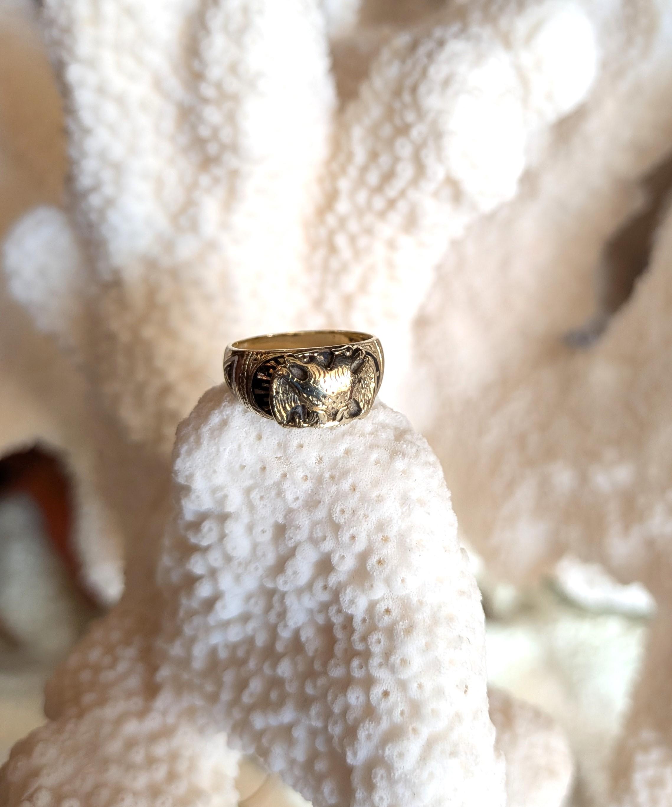 Vintage 14k Scottish Rite Pinky Ring Solid Yellow Gold 32nd Degree Us Size 3.25 For Sale 4