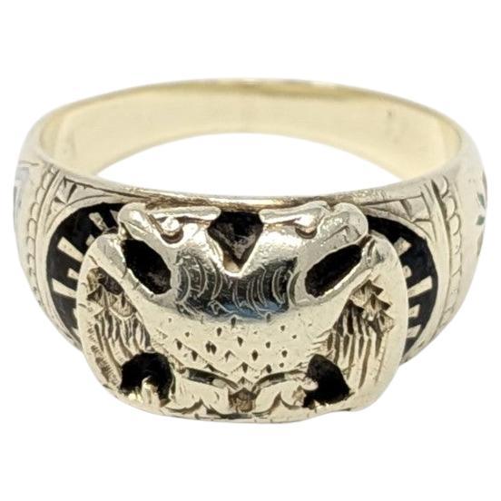 Vintage 14k Scottish Rite Pinky Ring Solid Yellow Gold 32nd Degree Us Size 3.25 For Sale