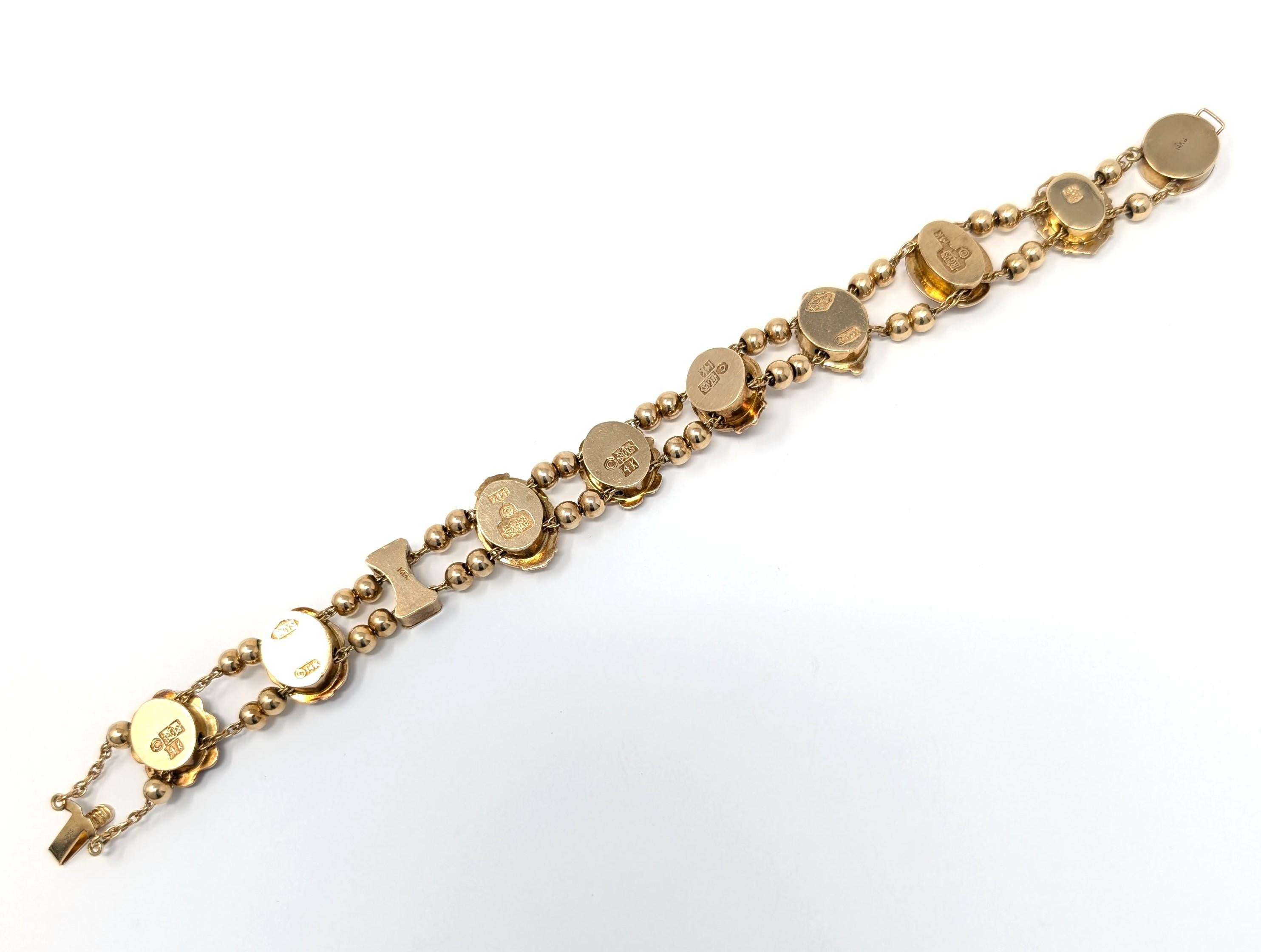 Vintage 14k Slide Bracelet Solid Yellow Gold Richard Glatter RGVS Opal Pearl For Sale 1