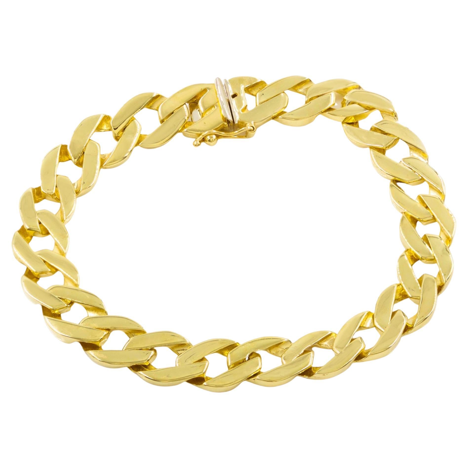 Vintage 14k Solid Gold Curb-Link Bracelet, Wearable Length, 30.5 Grams For Sale