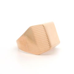 Vintage 14k Solid Gold Engravable Wide Grooved Squared Signet Ring