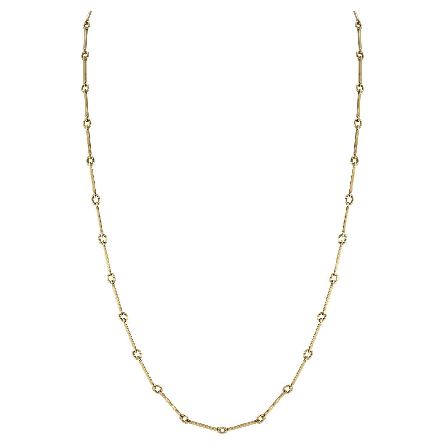 Vintage 14k Solid Gold Italian Retro Bar Chain Necklace