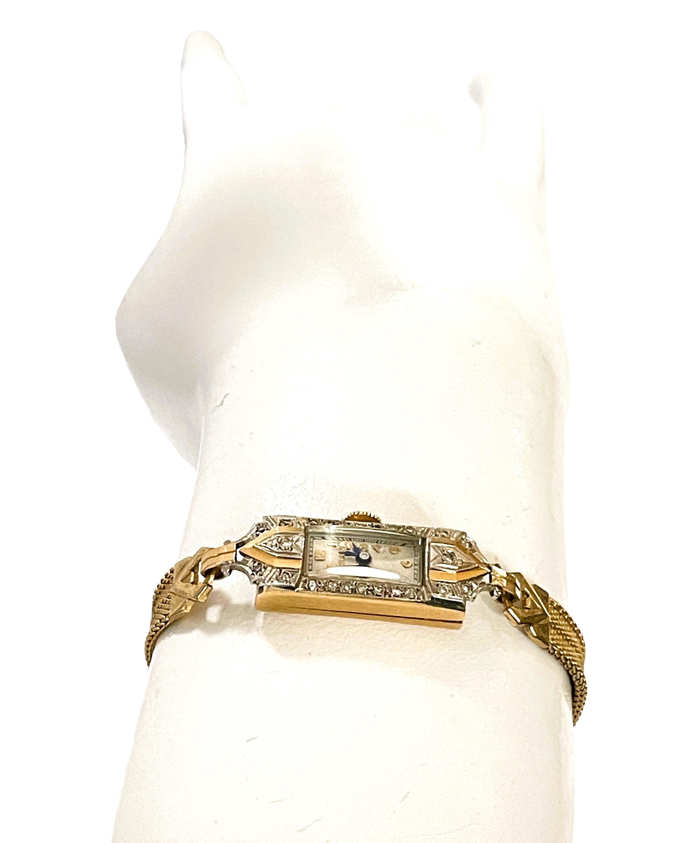 Bulova 14k Massivgold Damen Bulova 24  Diamantene Uhr Arbeiten im Zustand „Hervorragend“ in Eagan, MN