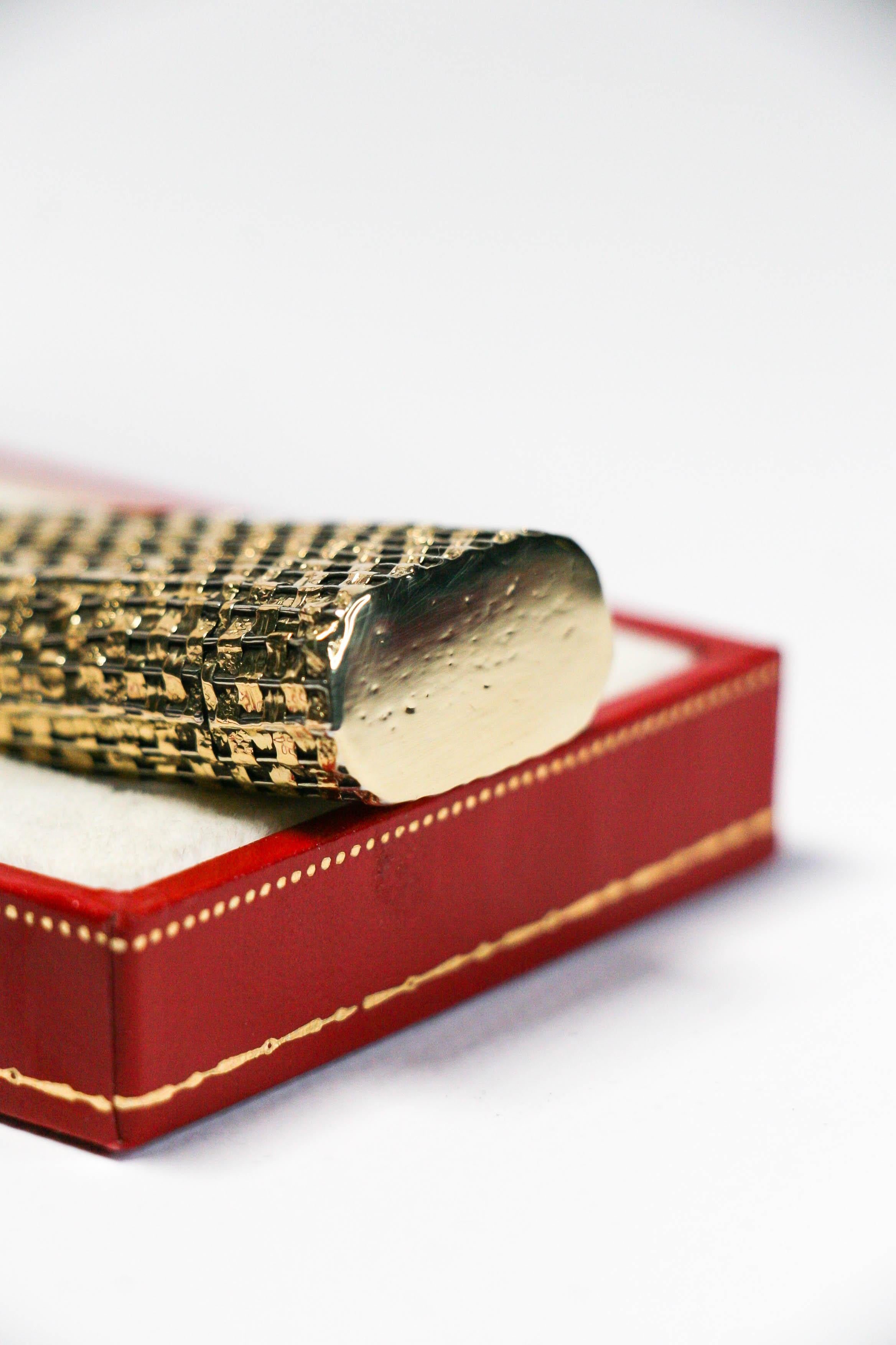 Vintage 14K Solid Gold Sleeved Cartier Les Must lighter Complete In Box 1970s 3