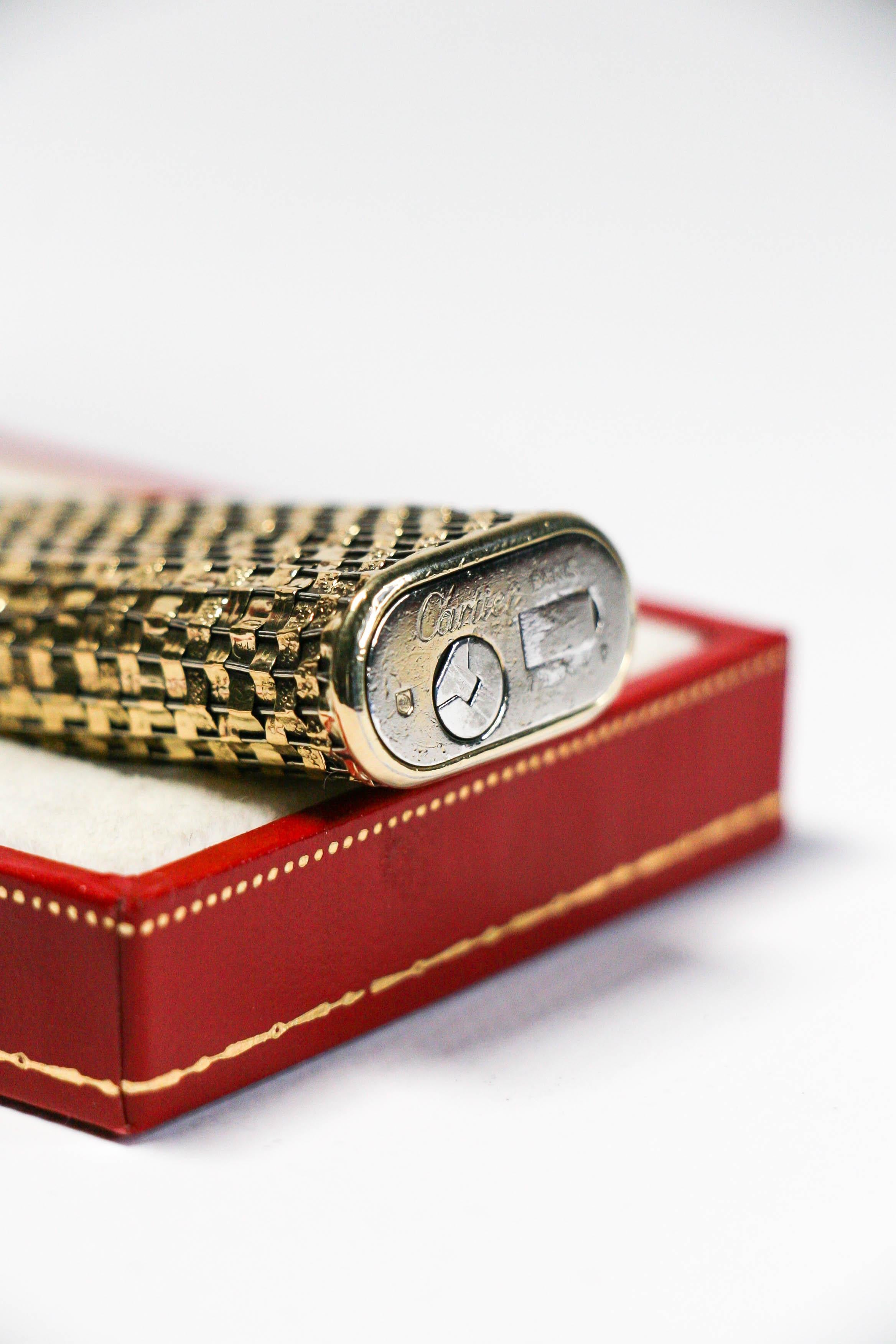 Vintage 14K Solid Gold Sleeved Cartier Les Must lighter Complete In Box 1970s 4