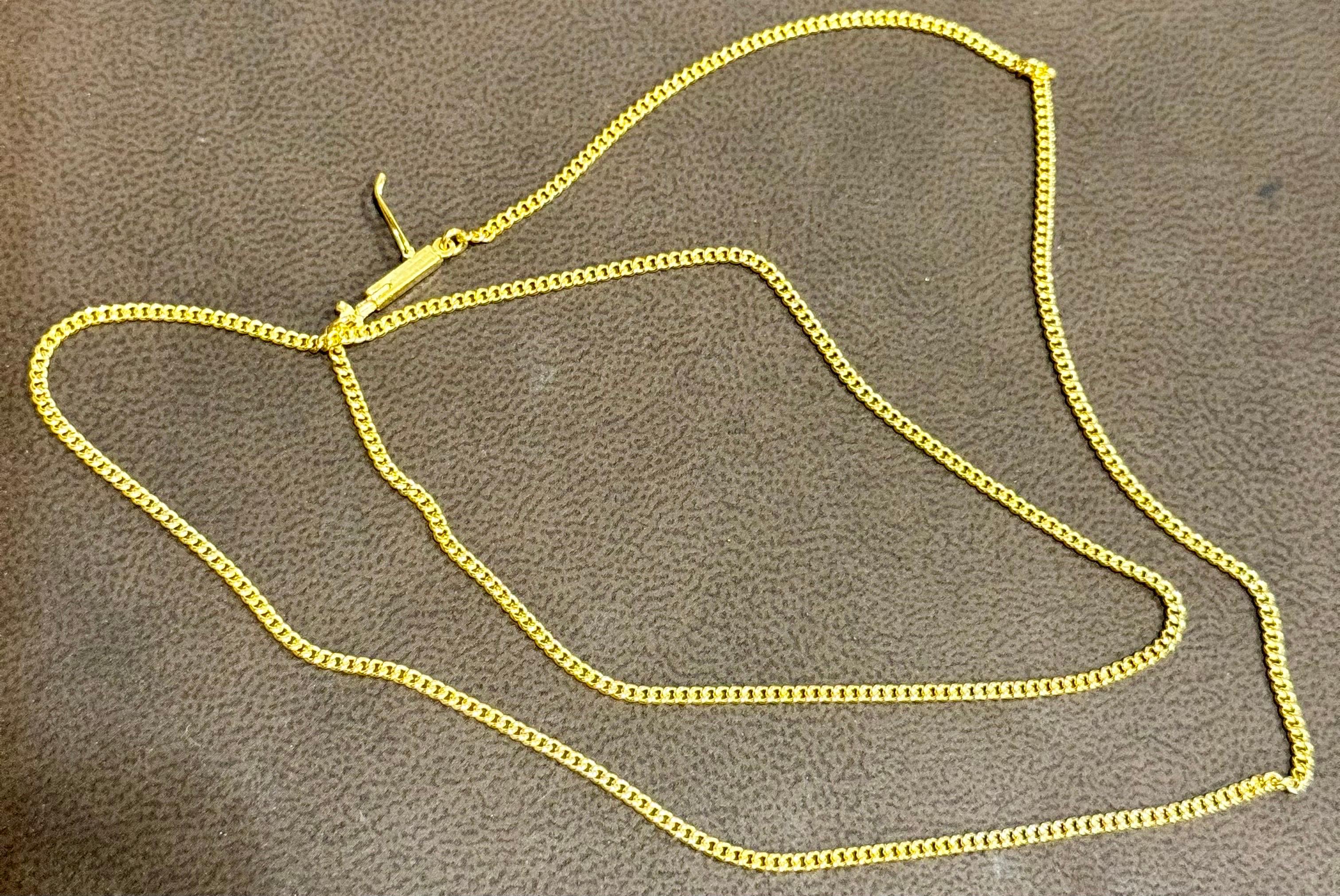 da uomo o donna Catena Curb Link d'epoca in oro massiccio bianco 14K, 6,6 Gm, 22 pollici di lunghezza in vendita