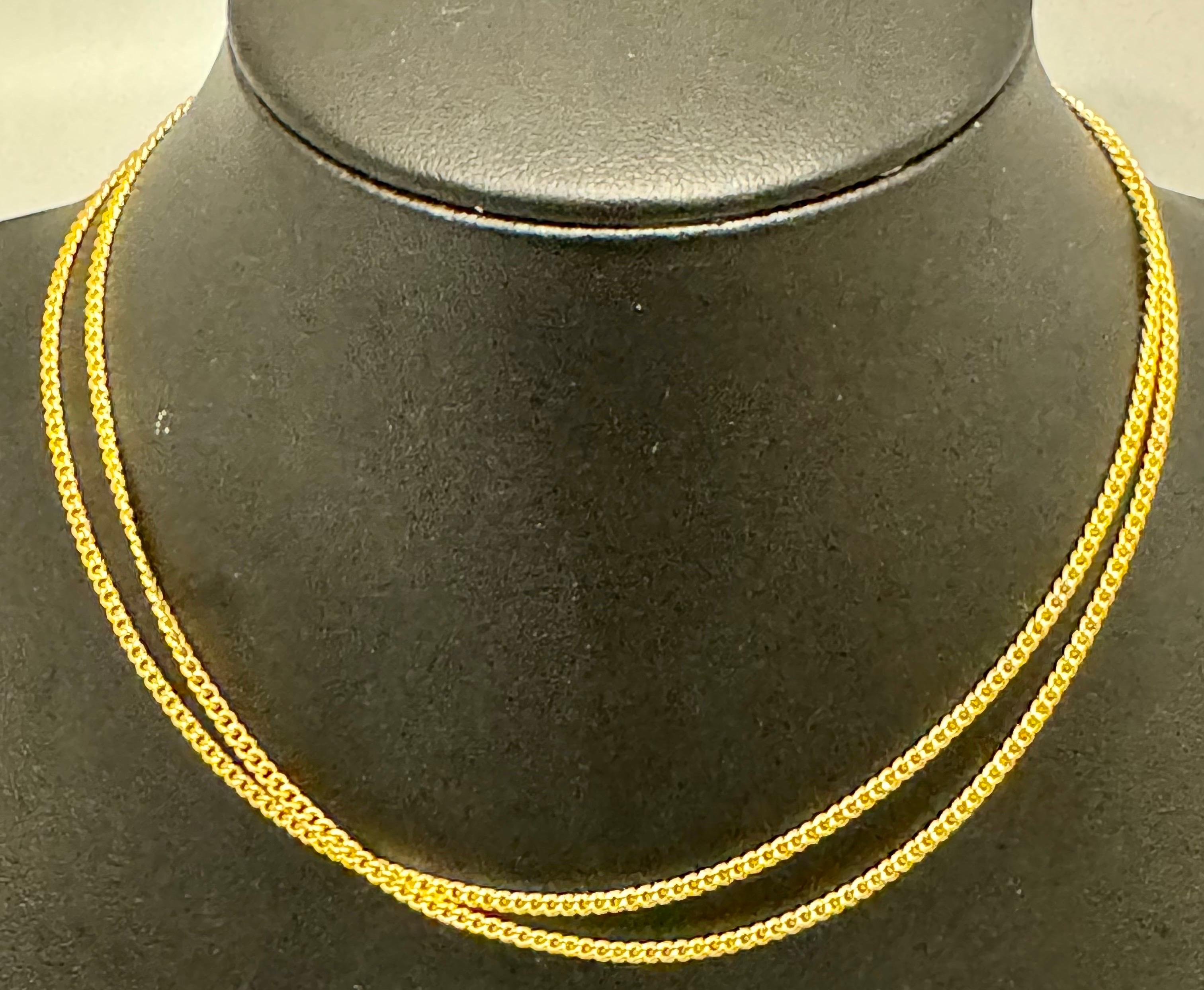 Catena Curb Link d'epoca in oro massiccio bianco 14K, 6,6 Gm, 22 pollici di lunghezza in vendita 1